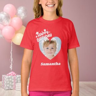 Foto hjärta namn födelsedag flicka röd t shirt