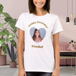 Foto hjärta namn födelsedag t shirt<br><div class="desc">Anpassa och lägg till ett namn och ett foto i hjärtformade ram.</div>