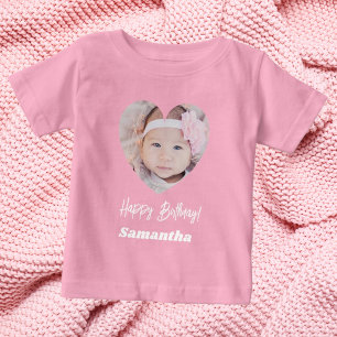Foto hjärta namn födelsedag tjej rosa t shirt