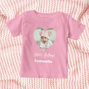 Foto hjärta namn födelsedagsflicka rosa t shirt