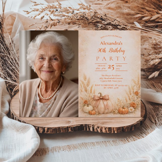 Foto Höstskörd Blommor 90-årsdag Inbjudningar (Skapare uppladdad)
