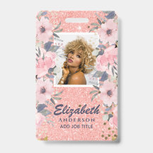 FOTO-ID - Anställd VIP-kort Tjejglitterblommor