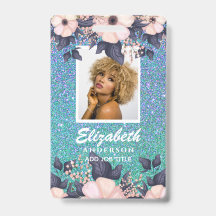 FOTO-ID - Anställd VIP Pass Glitterblommor Tjejig