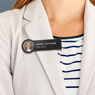 Foto-ID enkel Sleek Basic Black Business Title Namnbricka