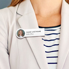 Foto-ID Enkel Strömlinjeformad Grundläggande Vit F Namnbricka