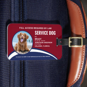 Foto-ID för Modern Red Blue Simple Service-Hund Bagagebricka