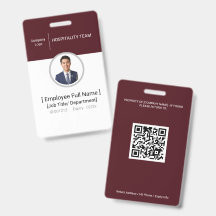 Foto-ID-märke Värdpersonal anställd pass QR-kod