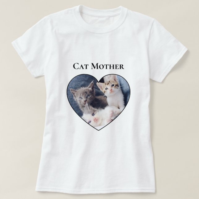 Foto Inside Heart Shape Cat Mors dag T Shirt (Design framsida)
