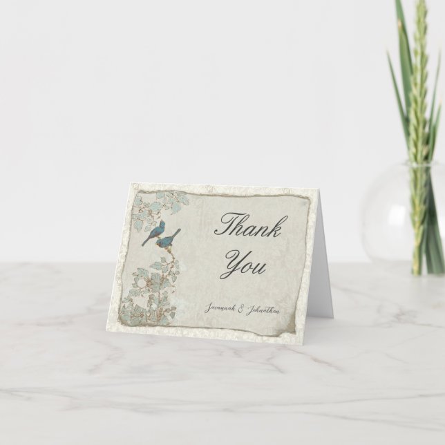 Foto Inside Love birds Parchment Damask Tack Kort (Framsida)
