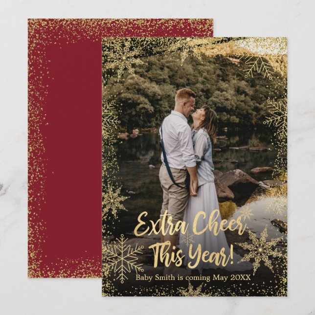 Foto jul jul graviditets meddelande kort (Fram/baksida)