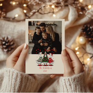 Foto julgäss i mysiga tröjor julkort
