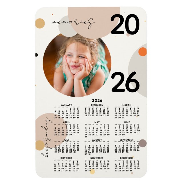 Foto kalender 2026 Fortsätt Le Flexible Magnet (Vertikal)