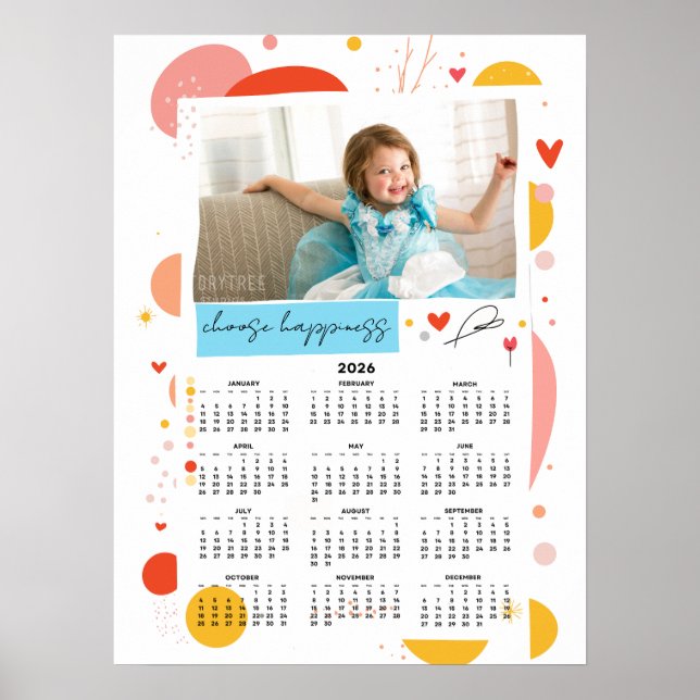 Foto kalender 2026 Välj Lycka Poster 18x24 (Framsidan)