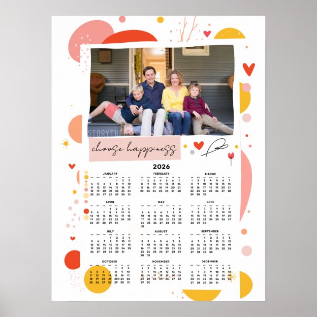 Foto kalender 2026 Välj Lycka Poster 18x24 (Framsidan)