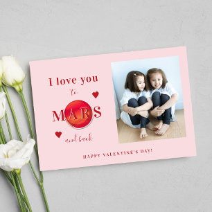 Foto kärlek till Mars gulliga rosa Valentindagen Julkort