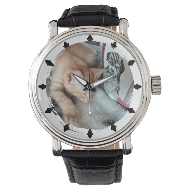 Foto. Katt, Rund E- Armbandsur (Framsida)