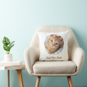 Foto Katt Text, Utbytbar, Rolig Kattstil Kudde