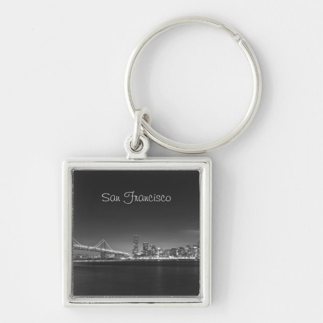 Foto Keychain för vit för San Francisco Fyrkantig Silverfärgad Nyckelring (Framsidan)