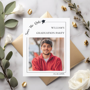 Foto kille modern enkel Examen Save the Date Flygblad