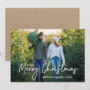 Foto Kraft för handskrivet skript God jul Julkort