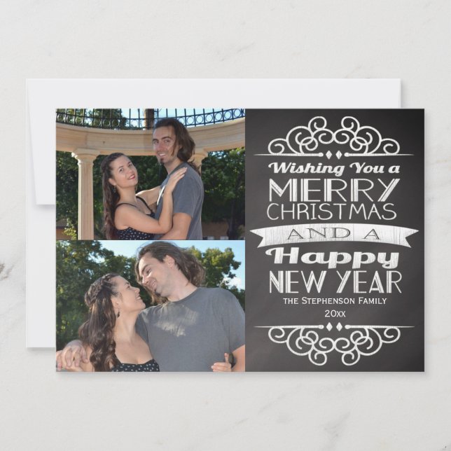 Foto Kritkort Vintage Anpassad Jul Julkort (Framsida)