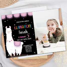 Foto Lila Llama Roligt Llama Birthday-inbjudningar Inbjudningar
