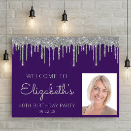 Foto Lila Silver Glitter 40:e födelsedag Välkomsth Poster