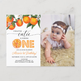 Foto Lilla Gullet Orange 1-års Födelsedagsinbjudan Vykort