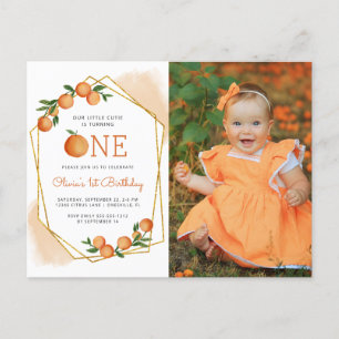 Foto lilla sötnos Orange 1-års inbjudan