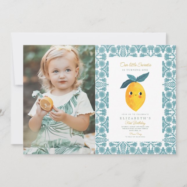 Foto Little Sötnos Lemon 1:a födelsedag Inbjudningar (Framsida)
