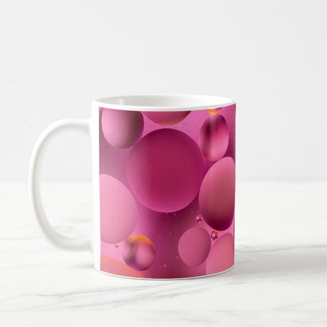 foto, ljust oljig droppe i vatten med färgstark ba kaffemugg (Vänster)