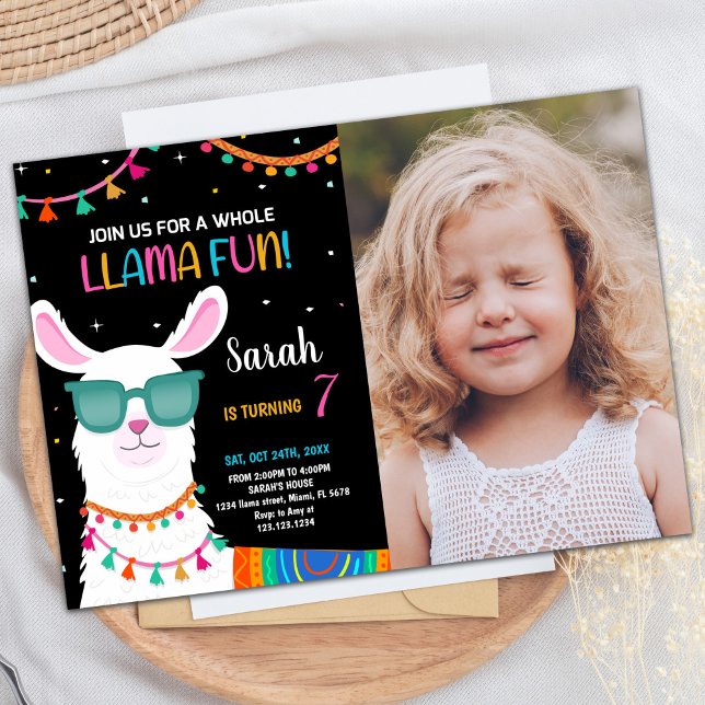 Foto Llama Roligt Llama Birthday-inbjudningar Inbjudningar (Photo Llama Fun Llama Birthday Invitations)