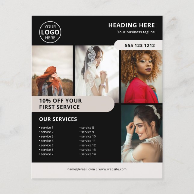 Foto Logotyp Företag Marknadsföring Svart Flygblad (Framsidan)