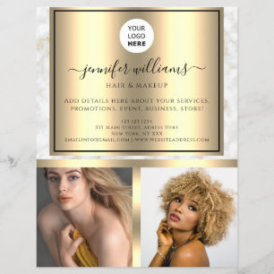 Foto Logotyp QR-kod Modernt Reklam- Guld Marmor Reklamblad