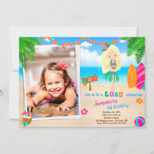 Foto Luau-födelsedagsinbjudan Hawaii Inbjudningar