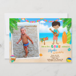 Foto Luau-födelsedagsinbjudan Tropical-strandpojke Inbjudningar