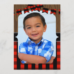 Foto Lumberjack 1-års födelsedagsinbjudan Inbjudningar
