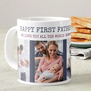 Foto lycklig första Fars dag 4 Jumbo Mugg