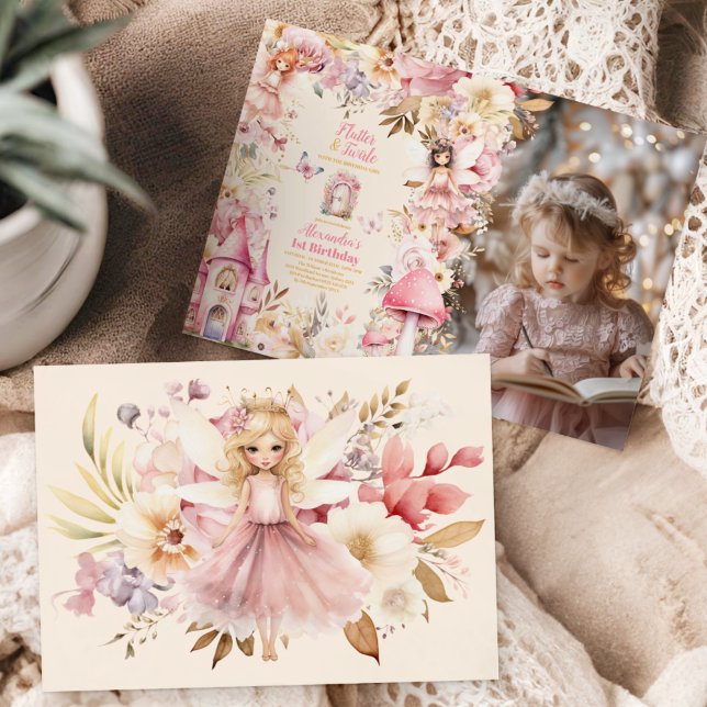 Foto Magisk Äng För Fleråriga Blommor 1-års Födels Inbjudningar (Skapare uppladdad)