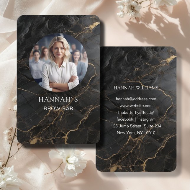 Foto, Marble, Black-Guld, Salon Visitkort (Photo, Marble, Black-Gold, Salon Business Card)