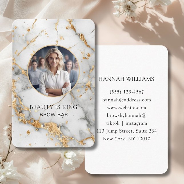 Foto, Marble, White-Guld, Salon Visitkort ( Photo, Marble, White-Gold, Salon Business Card)