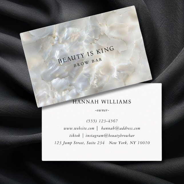 Foto, Marble, White-Silver, Salon Visitkort (Photo, Marble, White-Silver, Salon Business Card)