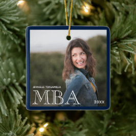 Foto MBA-examen namn Blå Examen Julgransprydnad Keramik