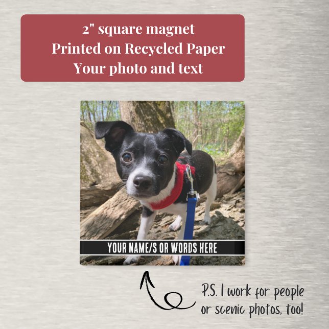 Foto med anpassning vid Grund Modern Magnet (Your custom text and pet photo make this square magnet a perfect, inexpensive gift.)