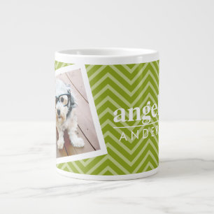 Foto med Chevron Mönster och eget namn Jumbo Mugg