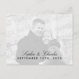 Foto med enkel Chic Spara datumvykortsmallen Meddelande Vykort