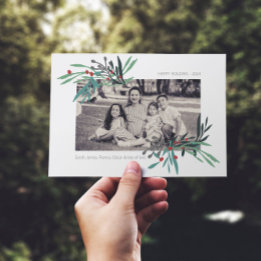 Foto med illustrerade botaniska motiv julkort