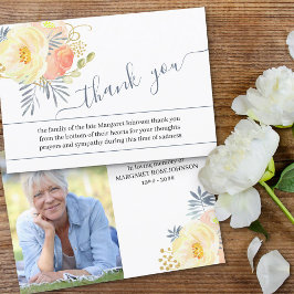 Foto med persiko-Gula blommor och skriptbegravning Tack Kort