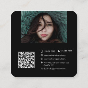 Foto med QR-kod för prestationskansskådespelerska Fyrkantigt Visitkort