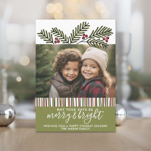 Foto med Retro jul Gräs Grenar Julkort